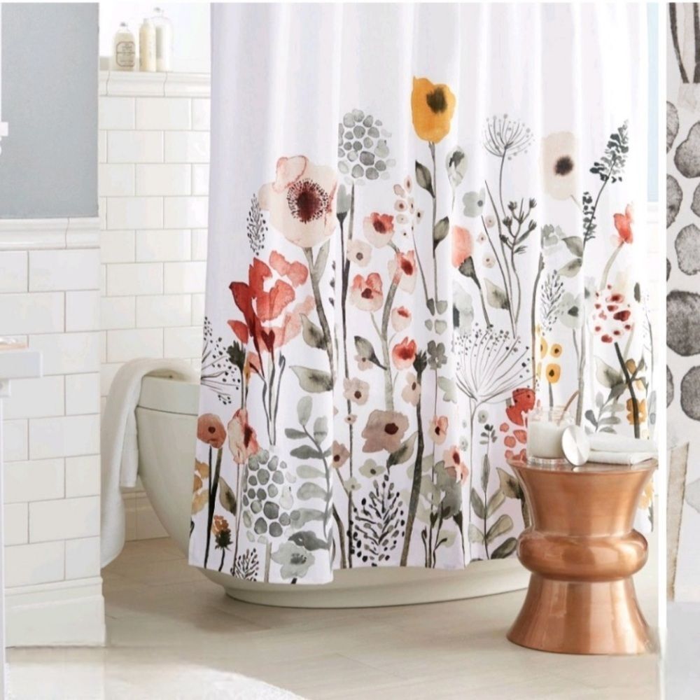 Threshold Water Color Flower 100% Cotton Shower Curtain 72"X72"